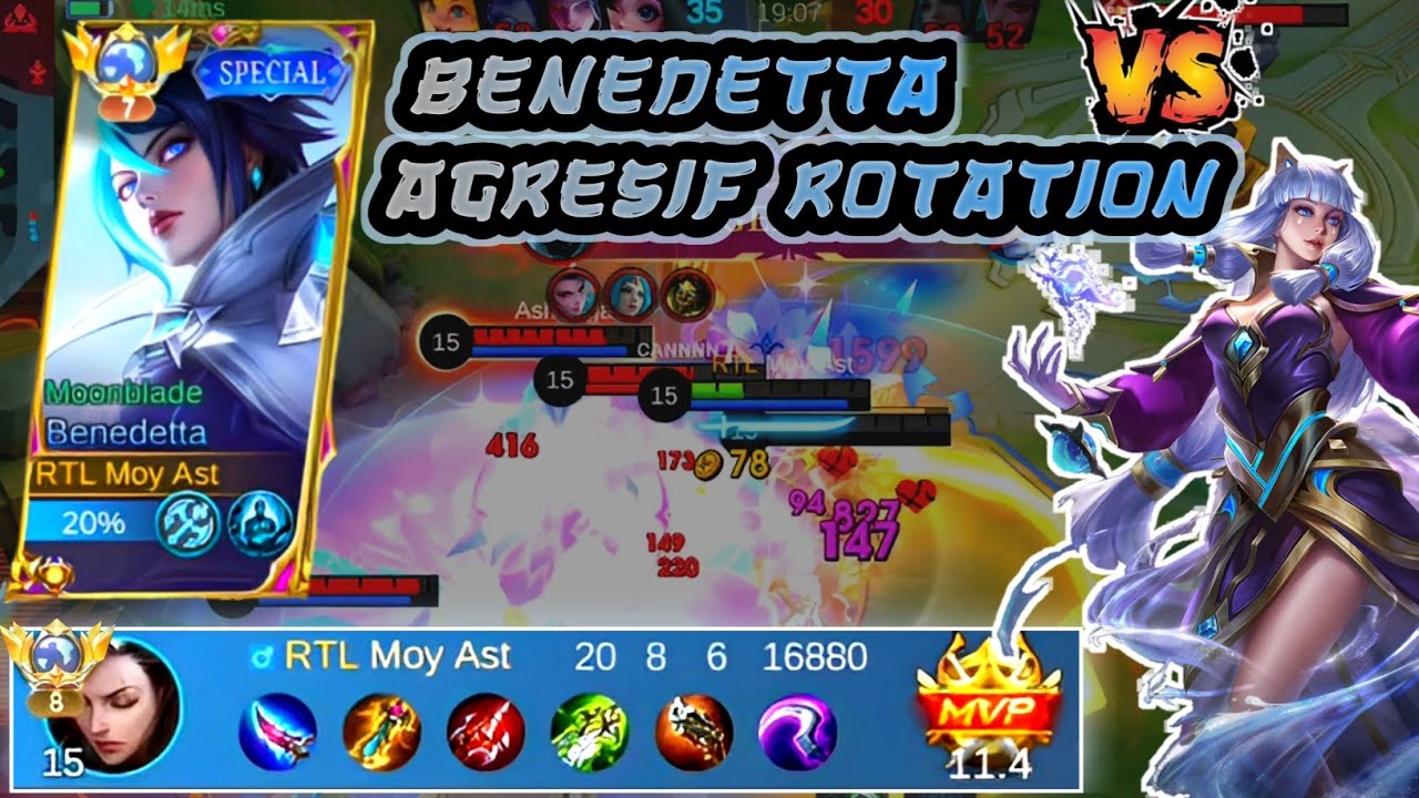 Bendetta Exp Aggressive Rotation | Top Global Benedetta Build Tersakit VS Guinevere Mobile Legends
