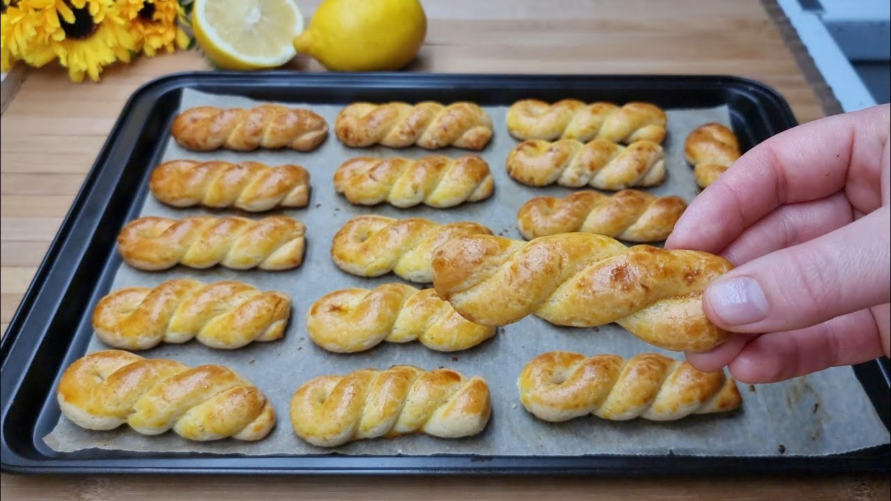 Κουλουράκια Λεμόνι🍋Έτοιμα στο Λεπτό Χωρίς Κόπο💯Τραγανά και Μπισκοτένια😋Lemon Koulourakia cookies