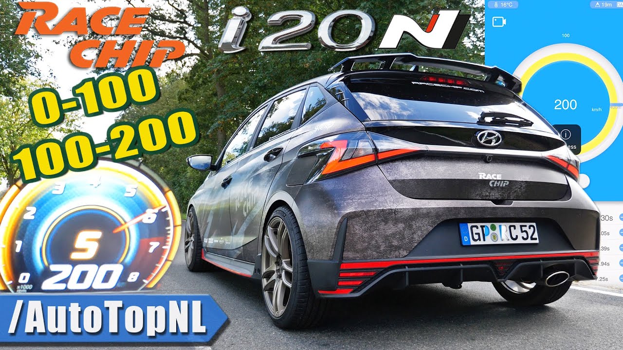 Hyundai i20N | STOCK vs@RaceChipChiptuning| 0-100 & 100-200 ACCELERATION & SOUND by AutoTopNL