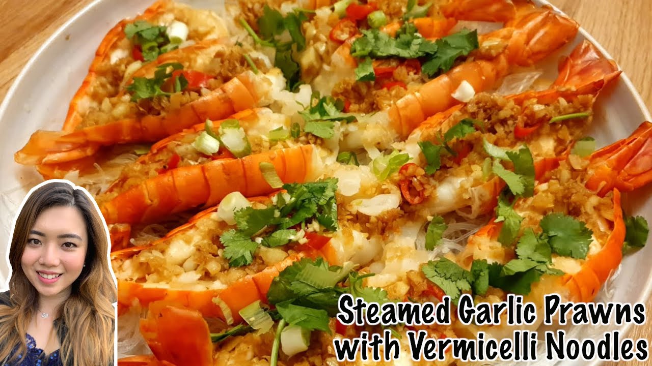 Steamed Garlic Prawns with Vermicelli Noodles