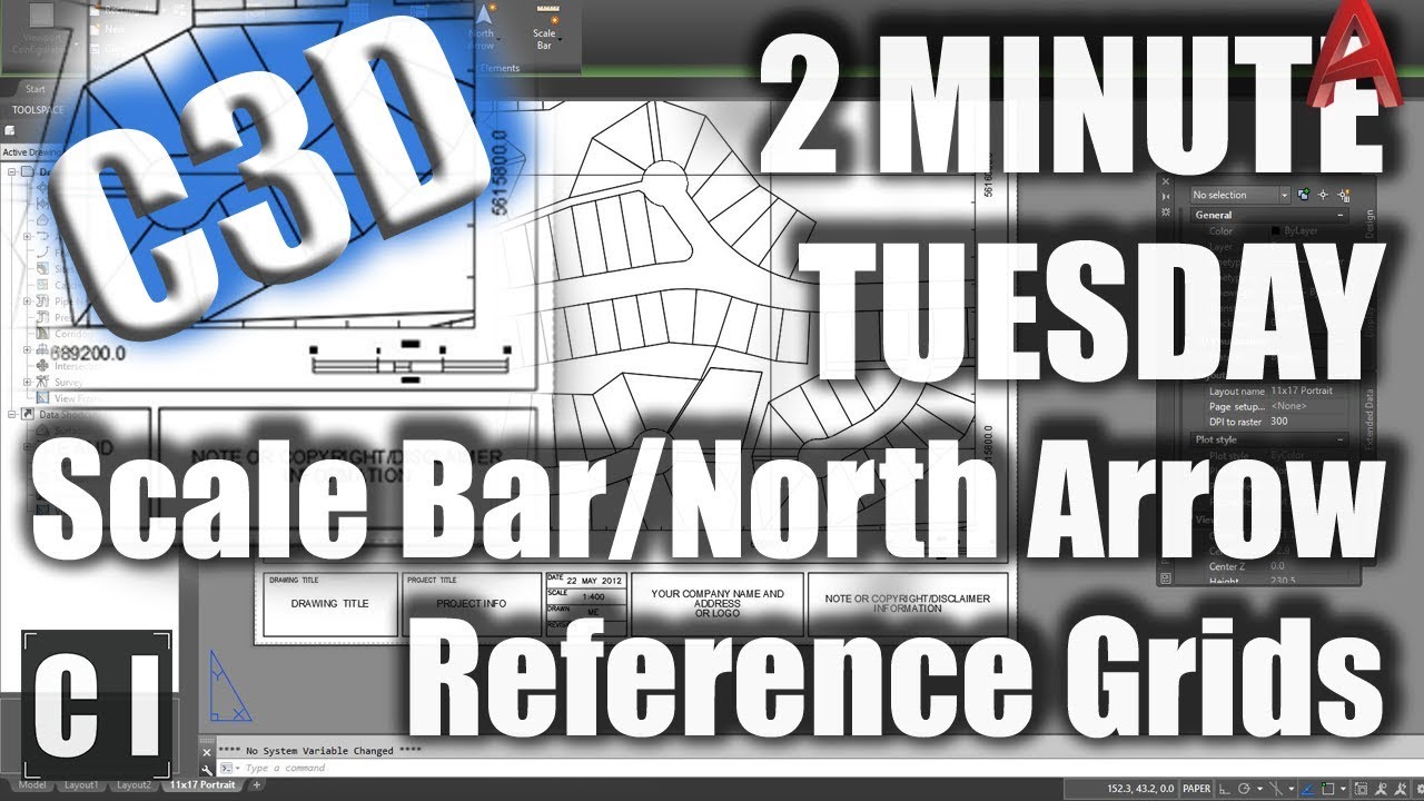 Civil 3D: How to add Dynamic Reference Grids, Scale Bars and North Arrows - 2 Minute Tuesday