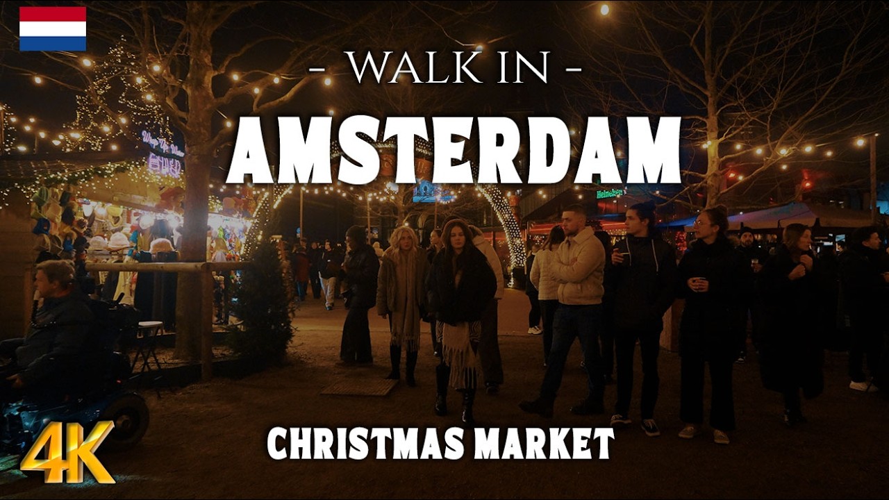 Museumplein Christmas Market 2025 Walk 4K HDR | Ice Rink & Winter Lights in Amster
