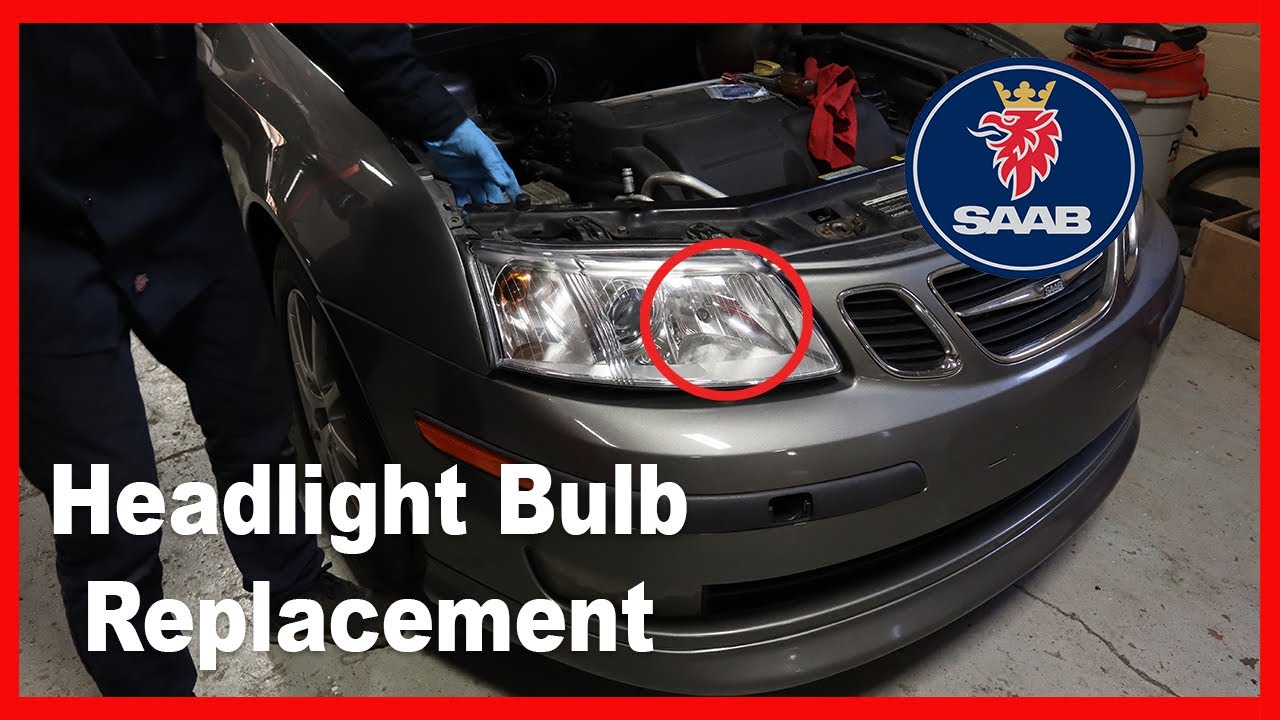 Замена лампы H7 в фарах Saab 9-3 2004 года выпуска
