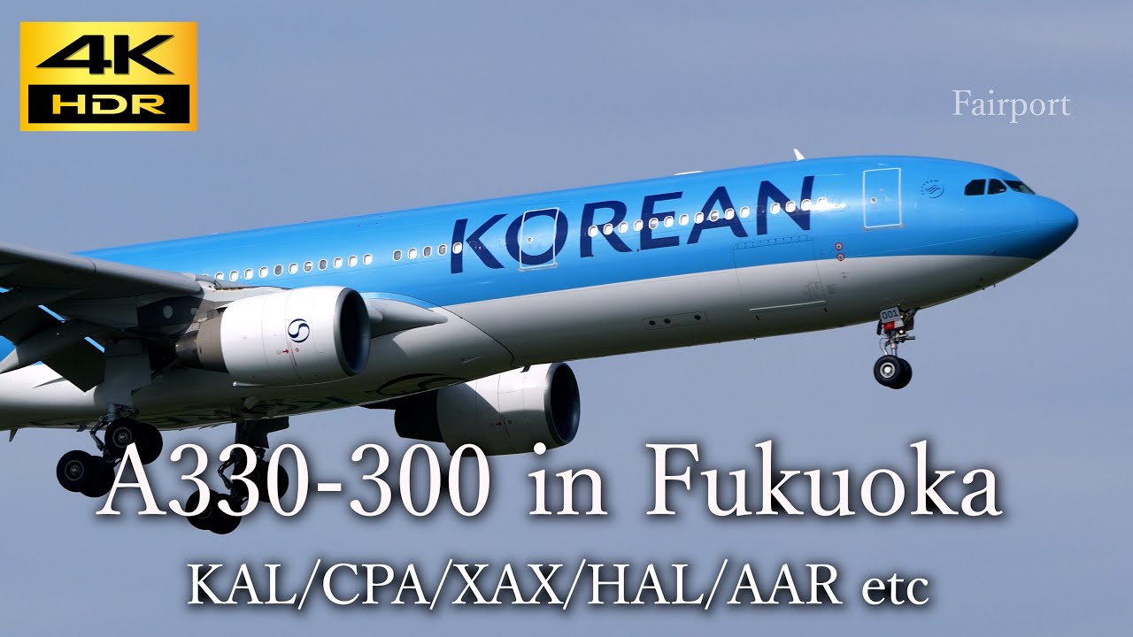 【4k】【福岡空港】エアバスA330-300 KAL/CPA/XAX/HAL/AAR etc | A330-300 in Fukuoka airport Japan
