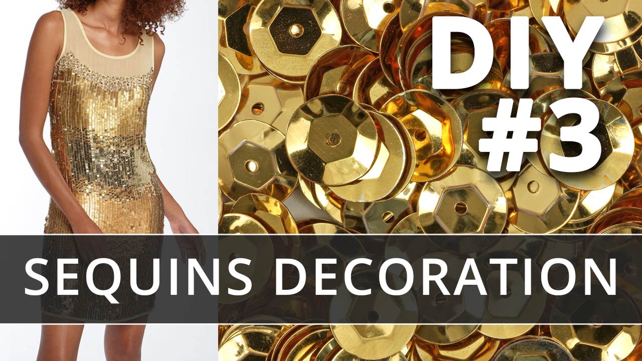 Sequins decoration. How to use sequins for dress decor.  Part 3
