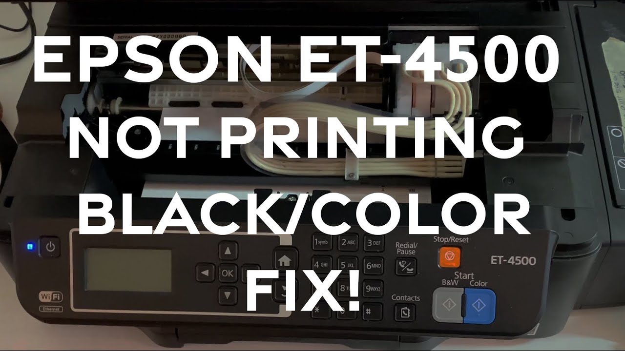 Epson ET-4500 Printer Won't Print Black or Color - FIX!!