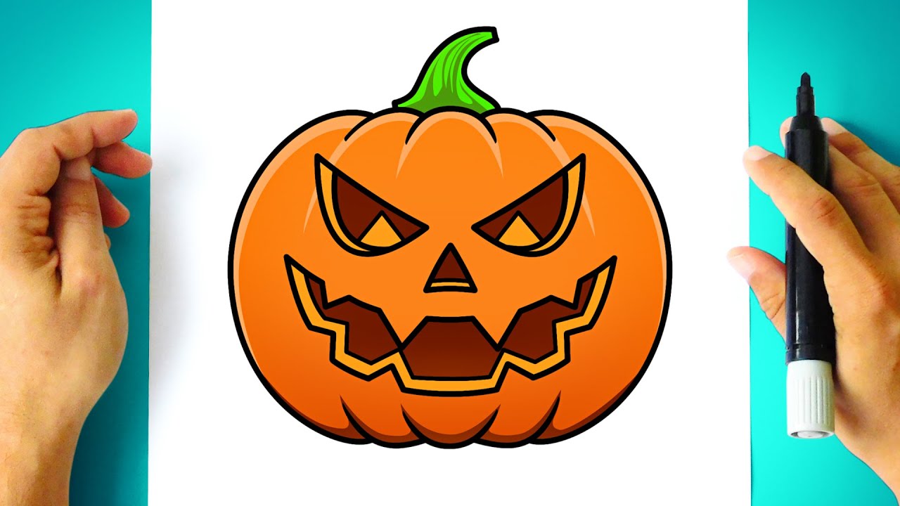 Como DESENHAR uma ABÓBORA de HALLOWEEN passo a passo - Como DIBUJAR una CALABAZA de HALLOWEEN