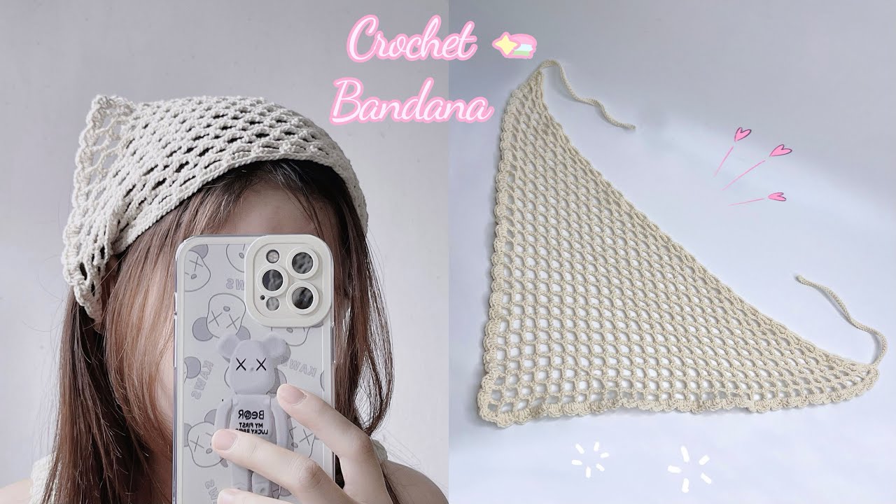 Crochet Bandana ♡| Easy Crochet Bandana Tutorial | Móc Băng Đô Tam Giác