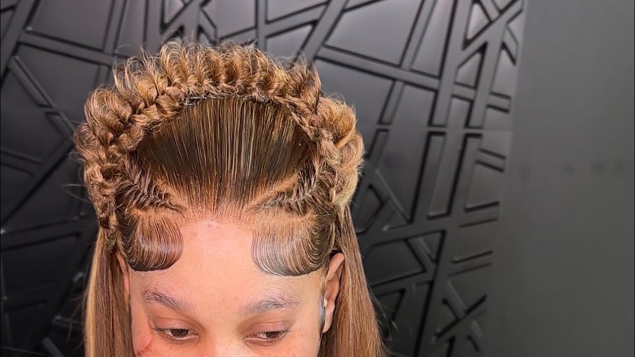 🔥standing butterfly braid on highlighted lace front wig install w/ extra baby hair