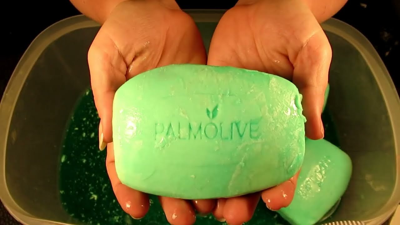 ASMR 💚 Green Soaked Soap 💚 With Sponge 💚 Mushy Soap 💚 Vid 101 💚 Размокшее хвойное мыло 💚 Relaxing!