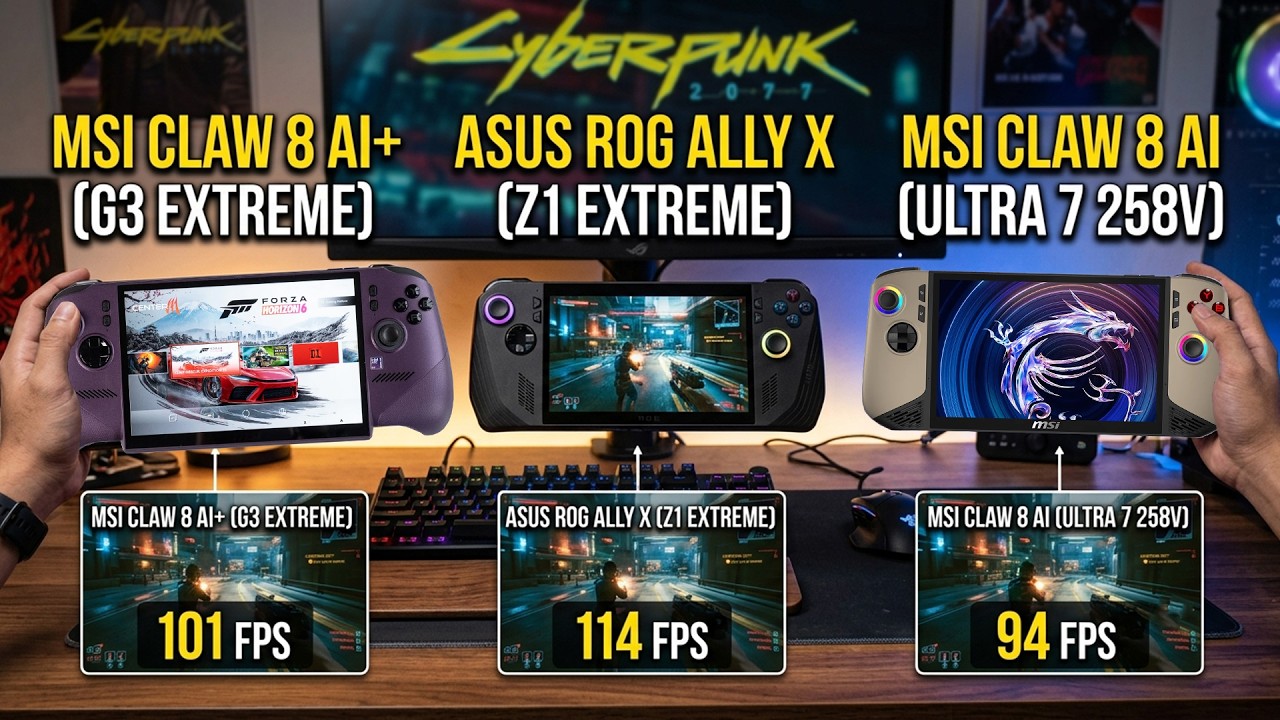 MSI CLaw 8 Ex Ai(G3 Extreme) Vs Asus Rog Ally X (Z1 Extreme)  Vs MSI Claw 8 Ai  (Ultra 7 258V)
