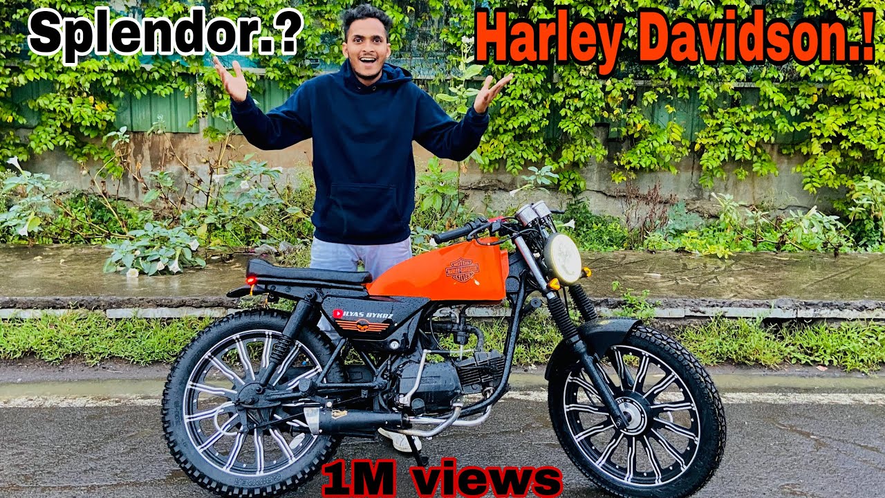 Mini Harley Davidson from Splendor modified bike | old scrap bikes to new  look | bike modification