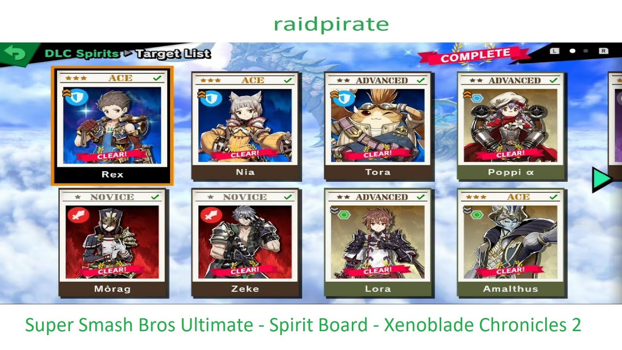 Super Smash Bros Ultimate - Spirit Board - Xenoblade Chronicles 2 - ALL SPIRITS