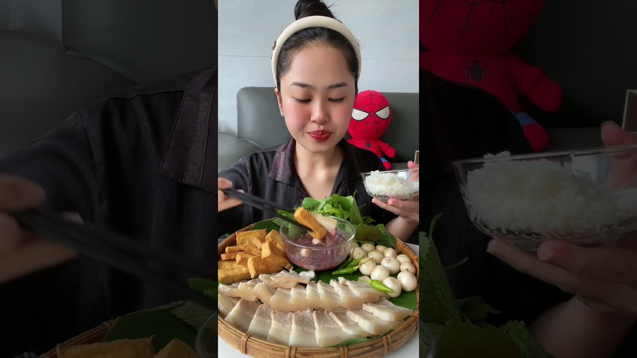 Ăn cơm,thịt luộc,cà pháo,mắm tôm( DUNG MUKBANG )