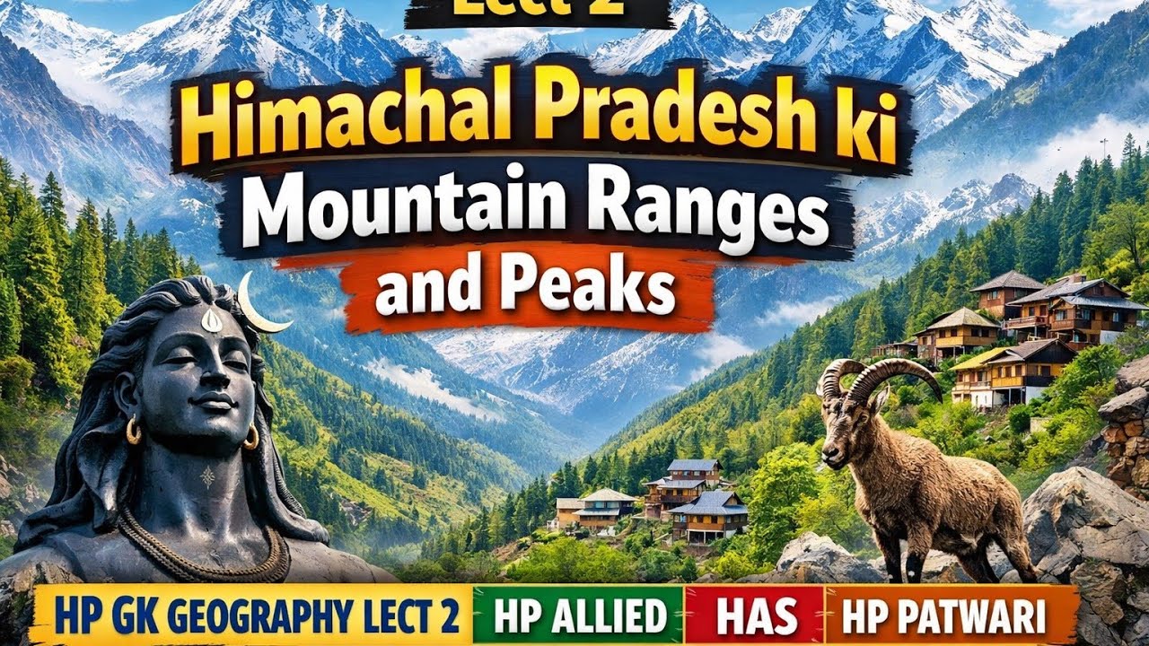 Himachal Pradesh moutain Ranges and mountain peaks.Lec.2 hp geography, HAS , Hpallied hprca2026exam
