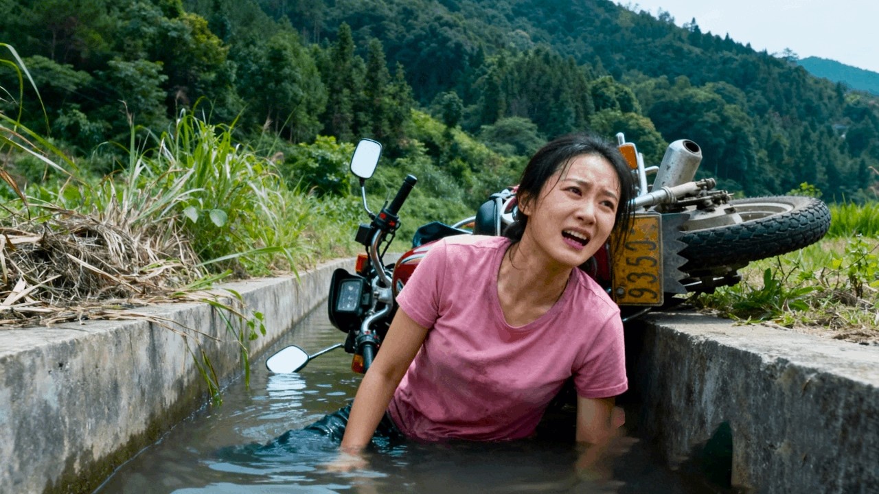 Two beautiful women collided on their motorcycles, and neither dared to get up！