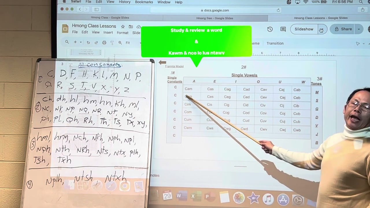 Hmong lesson 2024, reading & writing.