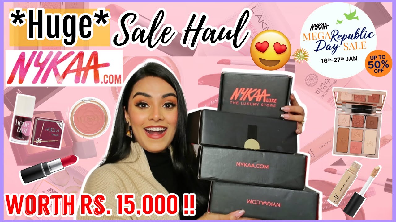 *HUGE* Nykaa Sale Haul Worth Rs. 15,000 😍😱 | Nykaa Luxe + Affordable Makeup | Republic Day Sale