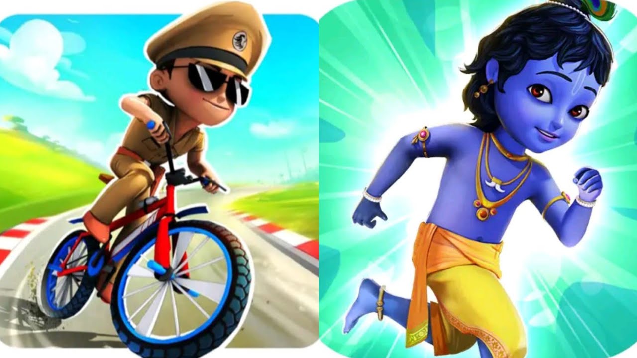 Little Singham Cycle Race VS Little Krishna Android I Phone Gameplay