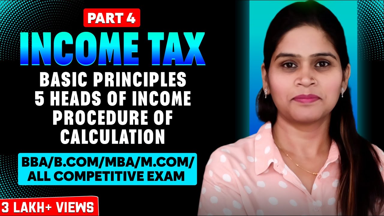 Income Tax 2025-26 | 5 Heads Of income | Tax Rates | Features | Basic Principles | B.Com | M.Com