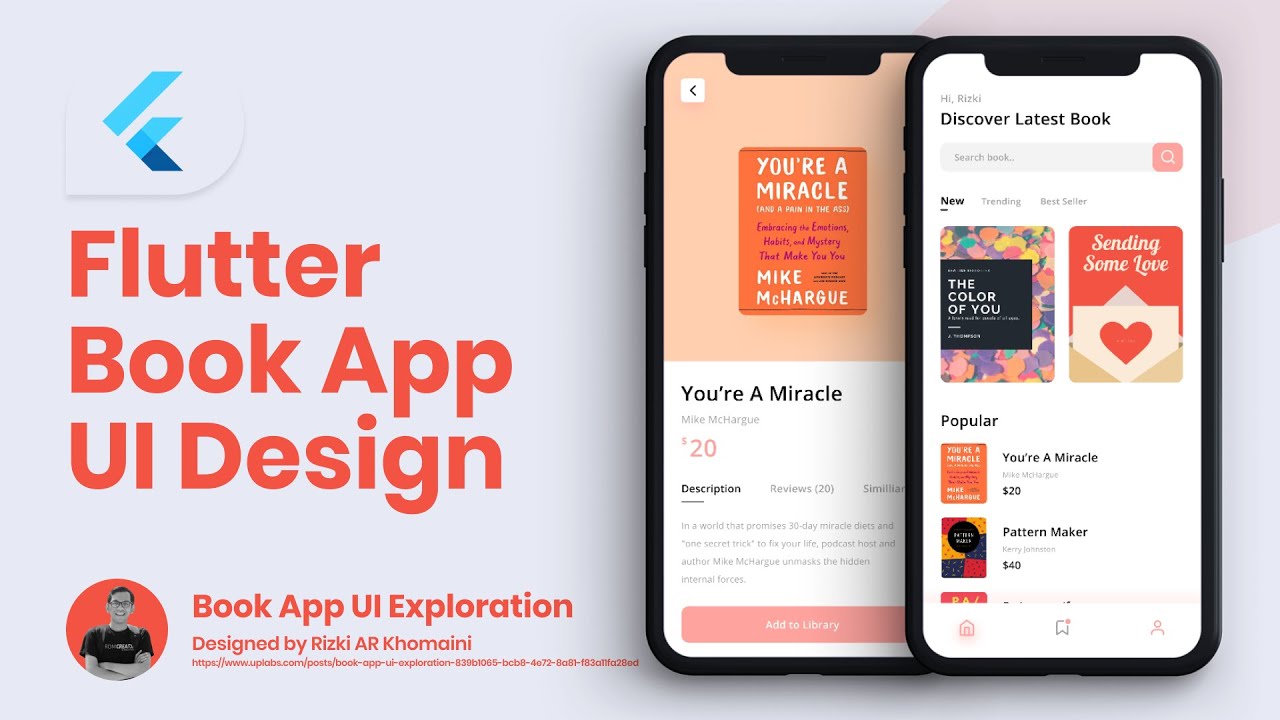 Учебное пособие по Flutter UI &mdash; проектирование пользовательского интерфейса приложения &laquo;Библиотека книг&raquo; | Исследование пользовательского интерфейса Uplabs