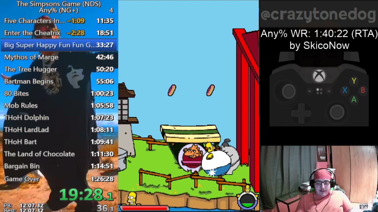 Simpsons Game DS Any% NG+ 1:18:12 (Former World Record)
