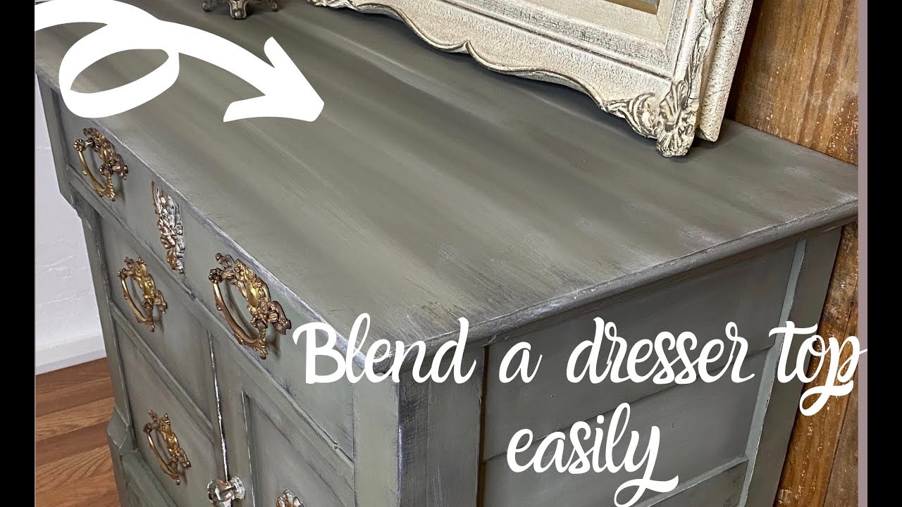 Unique blending technique using Dixie Belle Paint & Paint Pixie brushes on a dresser