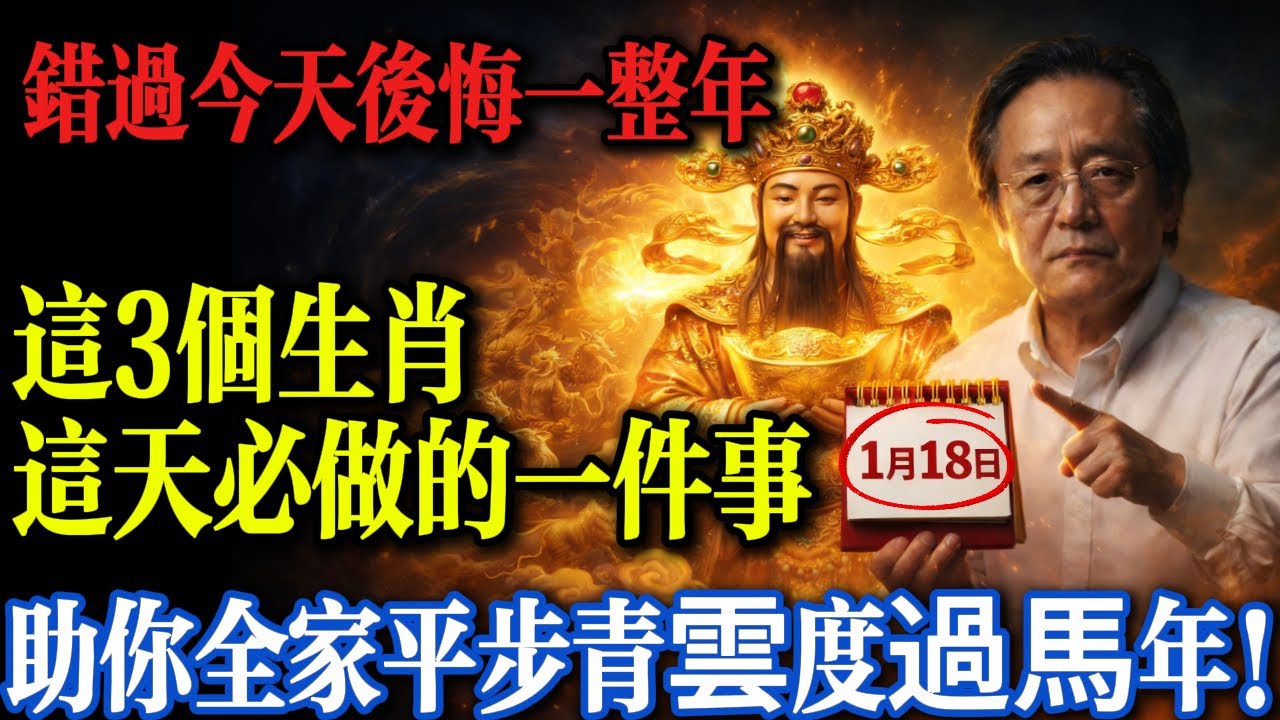 倪海廈緊急預言警告：1 月 18 日必看！3 生肖必做 + 2 生肖忌做，0 成本改運保全家富貴！🔥#萬年曆解讀 #沖煞化解 #五行開運 #玄學智慧# 屬狗必做 #屬龍避災 #屬兔防破財