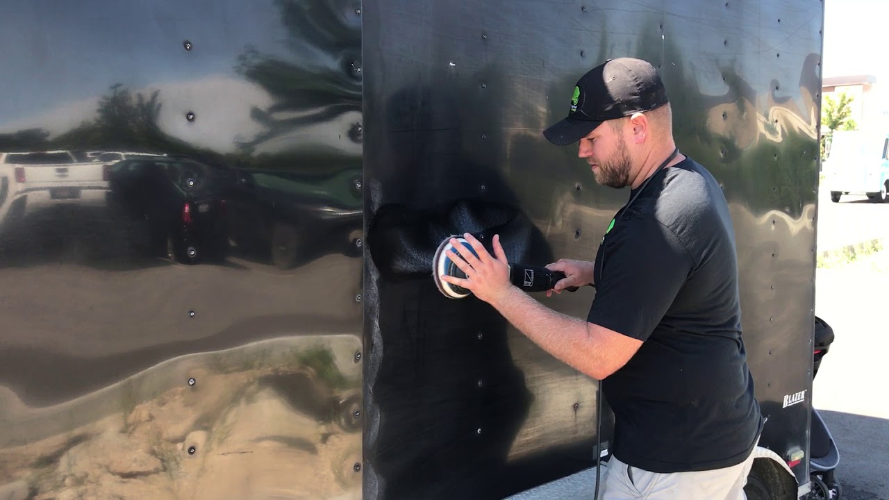 Paint Oxidation Removal on a Utility Trailer in Eagle ID by Limelight Detailing