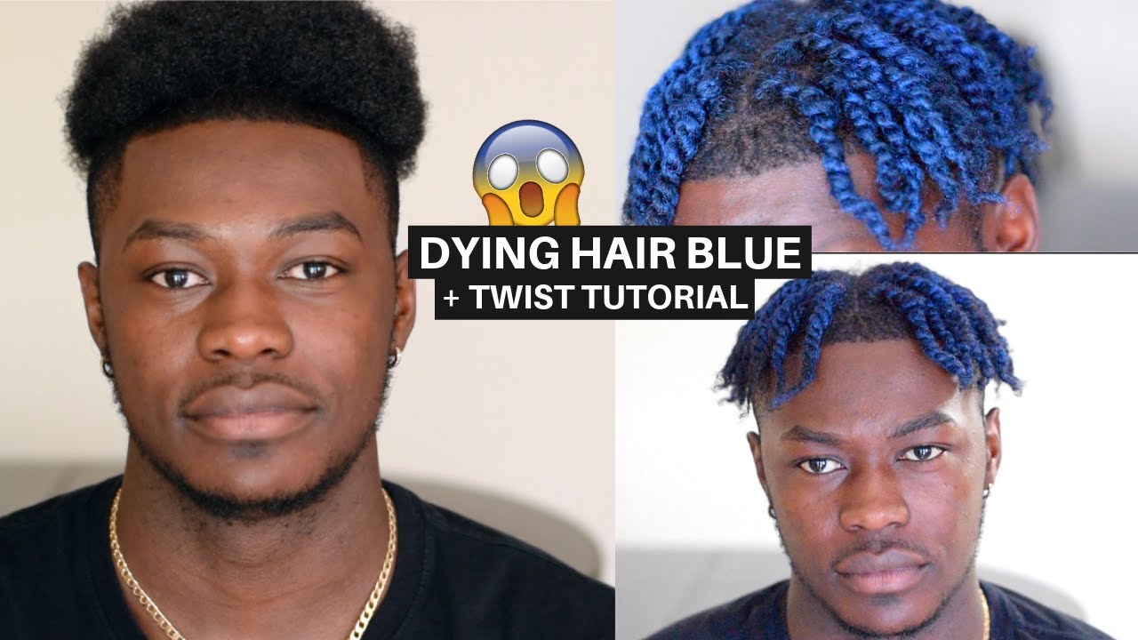 Twists on Men's Short Natural Hair! + L'Oreal Colorista Blue Temporary Hair Dye!