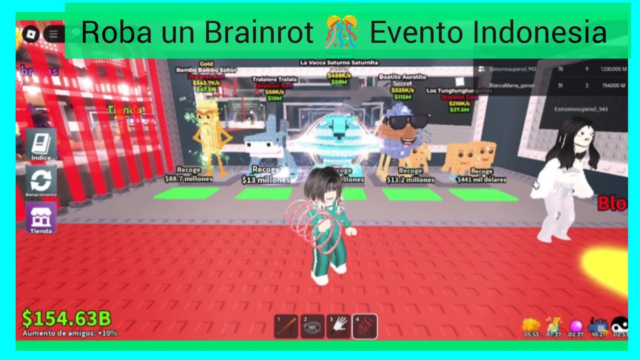 #stealabrainrot STEAL A BRAINROT ROBLOX 🎉 Evento Indonesia 😸 #roblox #brainrot #videogames #youtube