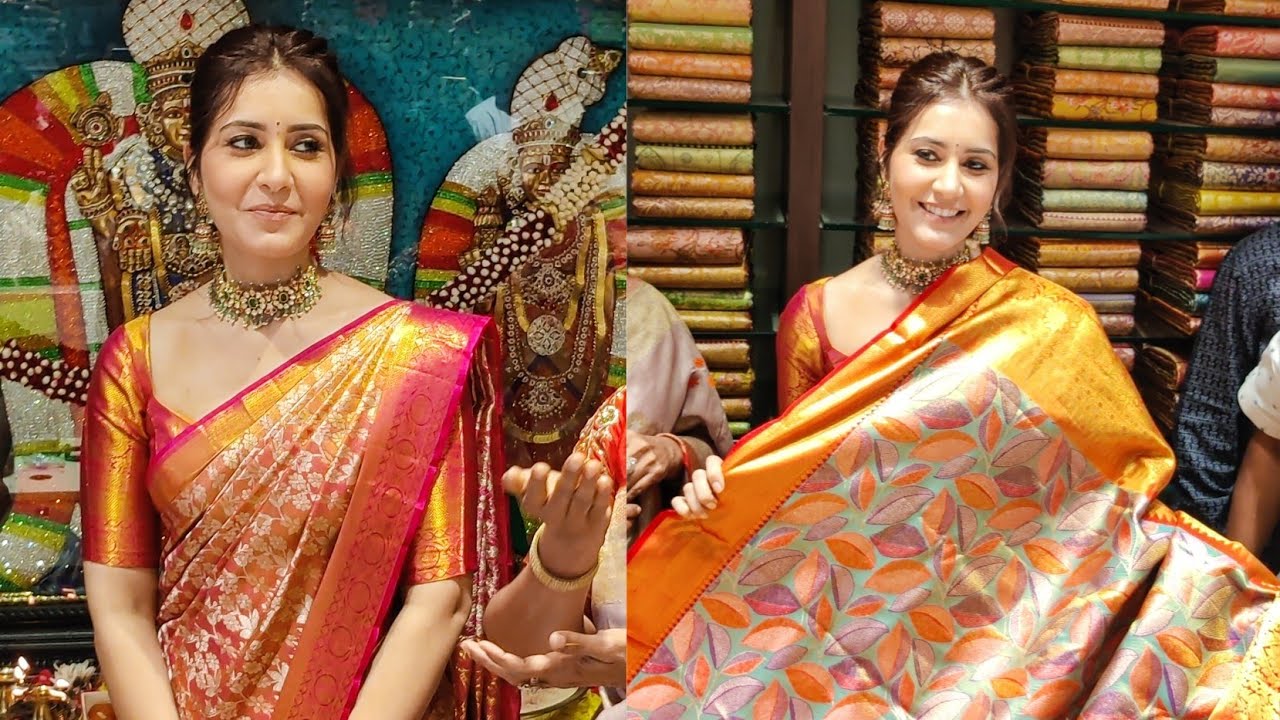 Gorgeous Heroine Rashi Khanna | Grand Opening Maangalya Store In Hyderabad Bn Reddy Nagar