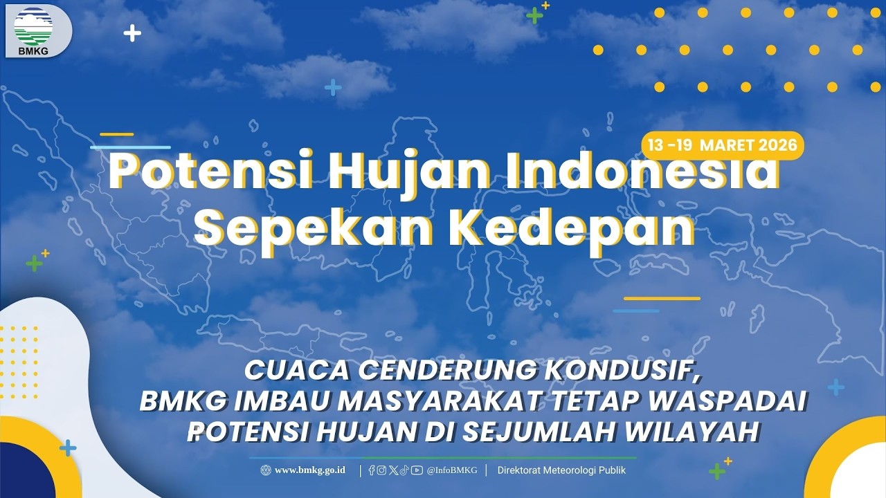 Potensi Hujan Indonesia Sepekan Kedepan Tanggal 13- 19 Maret 2026.