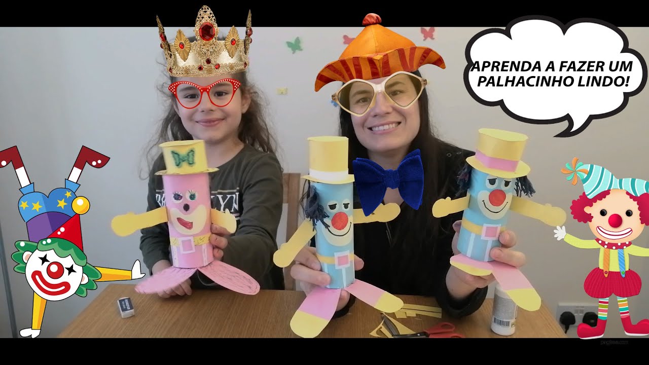 COMO FAZER UM PALHAÇO COM ROLO DE PAPEL HIGIENICO - DIY