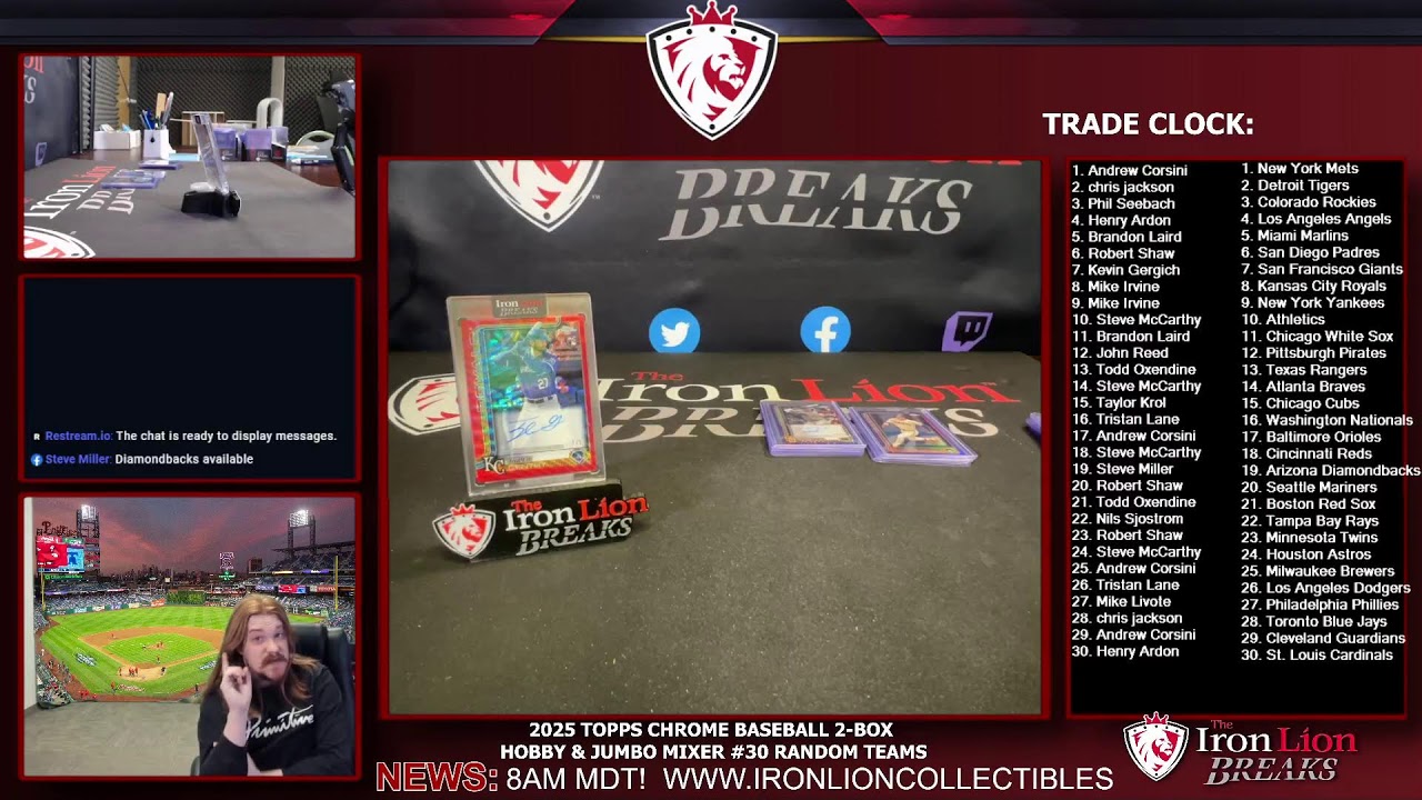 2025 Topps Chrome Baseball 2-Box Hobby & Jumbo Mixer #30 Random Teams