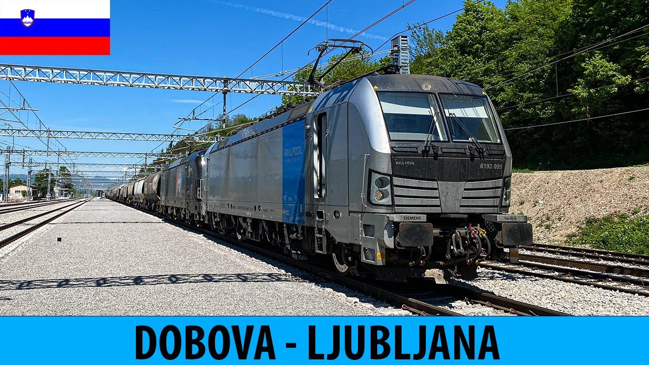 CAB RIDE VECTRON Dobova - Ljubljana (Slovenia) train driver's view - 2400t HEAVY TRAIN