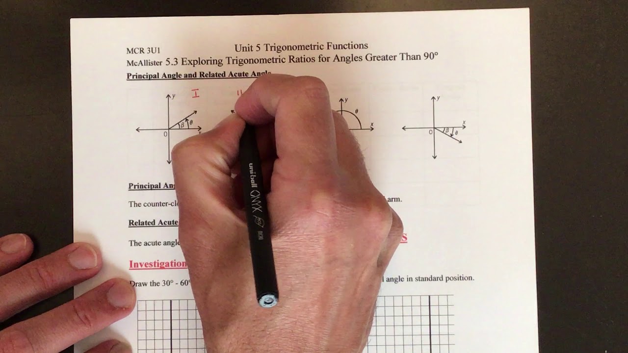 5.3 Trig Ratios for Angles Greater Than 90