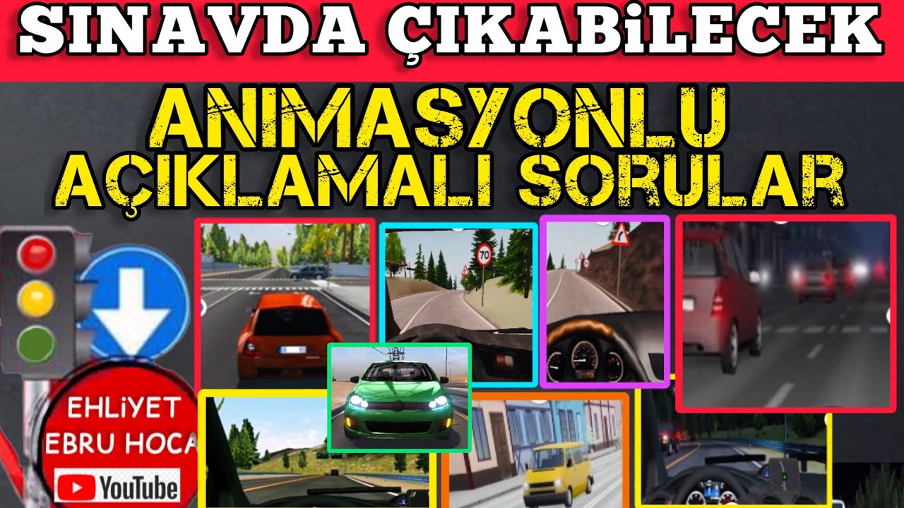 ANİMASYONLU EHLİYET SINAV SORULARI / EHLİYET ANİMASYONLU VİDEOLU SORULAR #ehliyetanimasyonlusorular