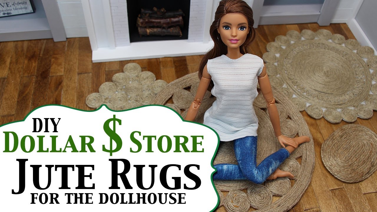 DIY - How to make: Dollar Store Jute Rugs for your Dollhouse - Barbie Rugs