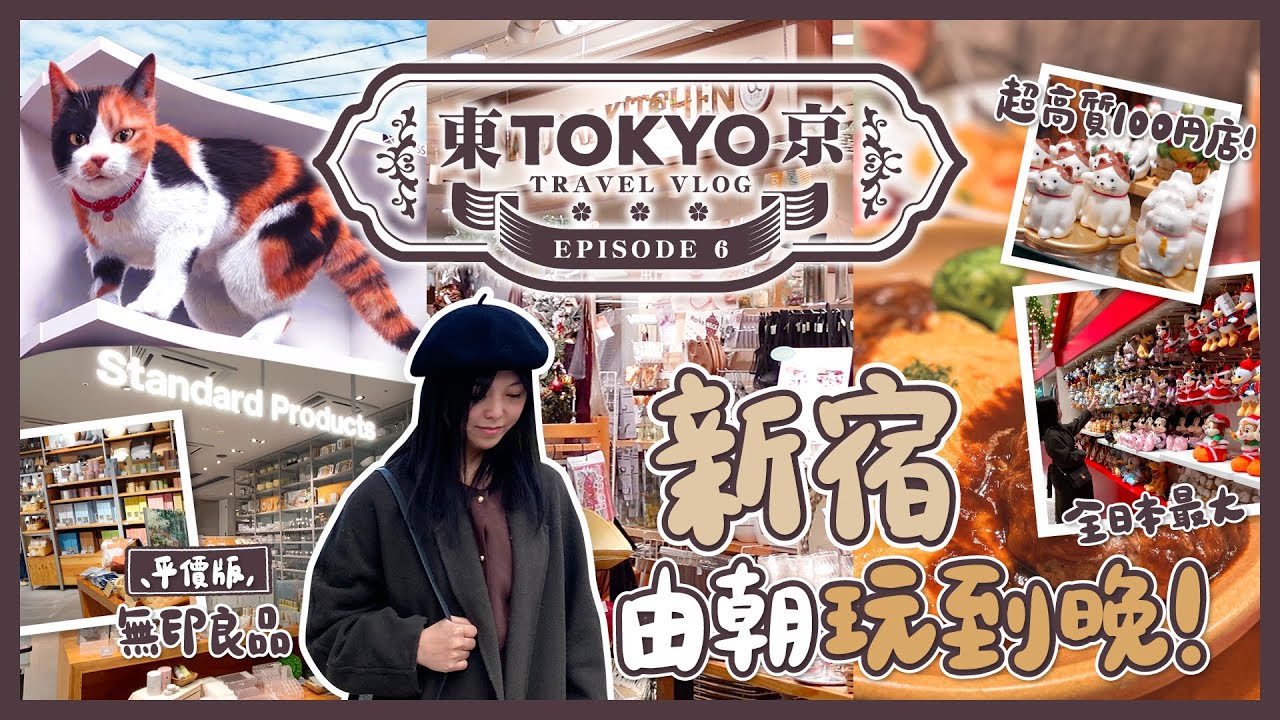 【東京自由行🇯🇵EP#6】新宿由朝玩到晚！逛遍超高質100円店及平價版無印良品｜全日本最大Disney Store旗艦店｜新宿東口の猫｜歌舞伎町一番街｜日本東京｜旅遊Vlog