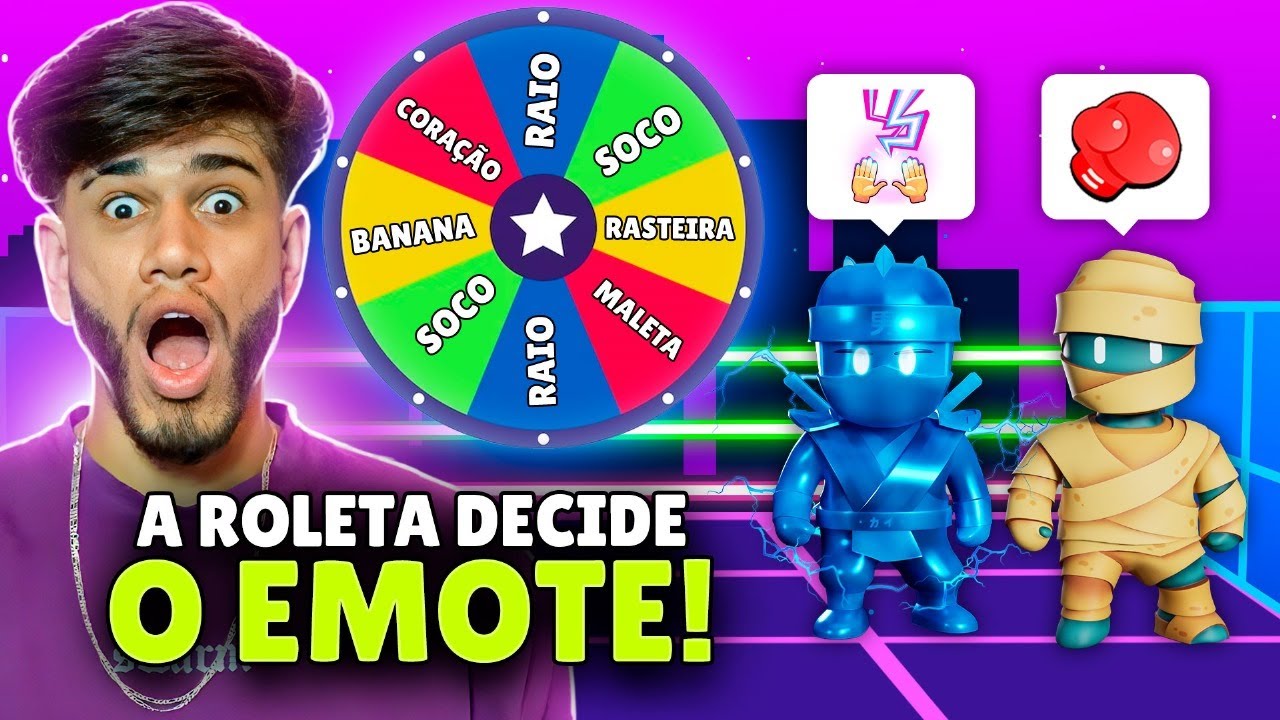 A ROLETA ESCOLHE O EMOTE QUE TEMOS QUE USAR NO STUMBLE GUYS!