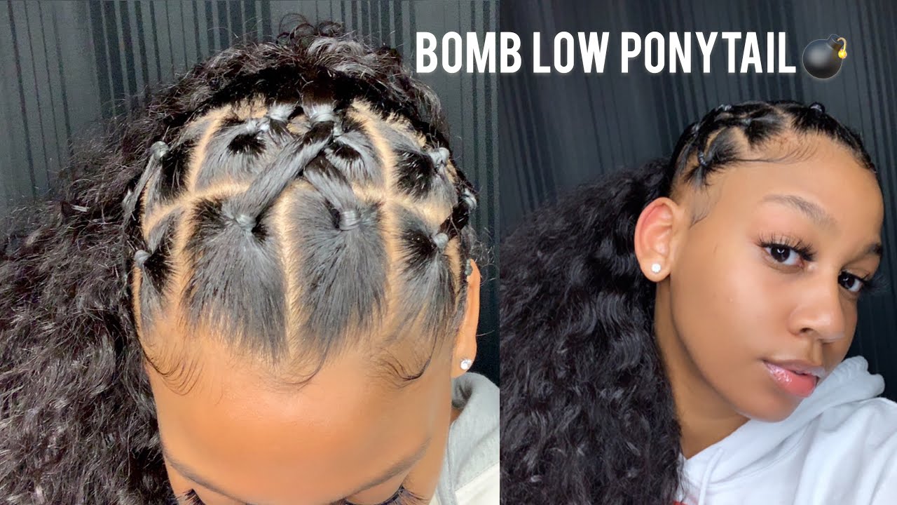 RUBBER BAND METHOD BOMB LOW CRISS CROSS RUBBER BAND PONYTAIL 😝
