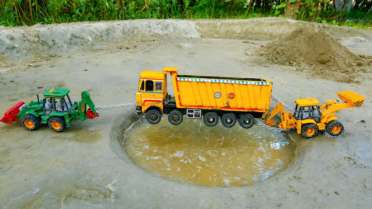Jcb Video | Tata Dumper Truck 2518 Accident Pond Pulling Jcb 3dx | jcb cartoon | tractor gadi video