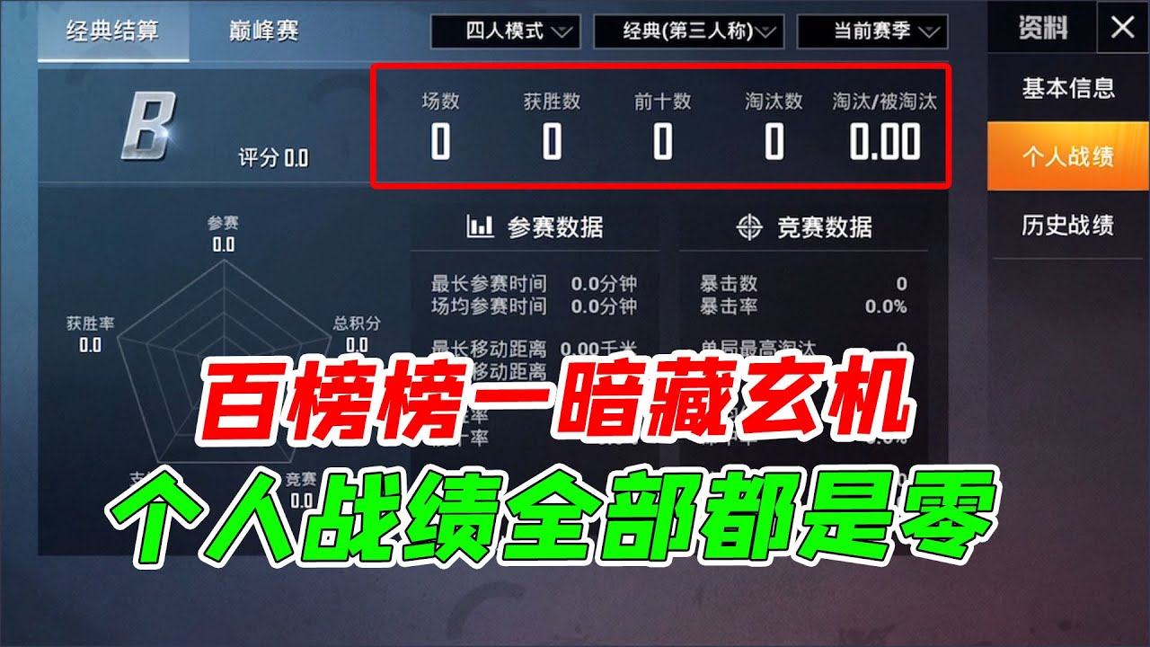 007号解密：百榜榜一暗藏玄机，个人战绩数据全部都是零！