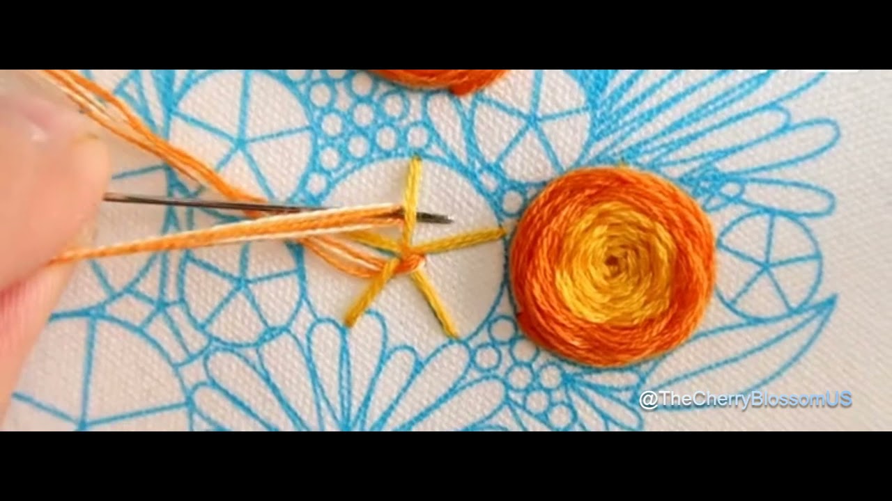 Woven Rose Stitch or Cobweb Rose Stitch