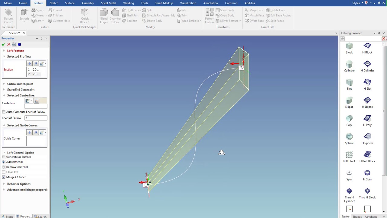 IronCAD Loft with Centerline - CAD Design Tools