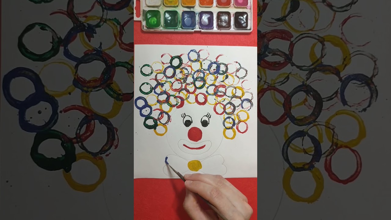 Painting the clown 🤡 #tutorial #activities #creative #ideas #painting #clown #color #circle #circus