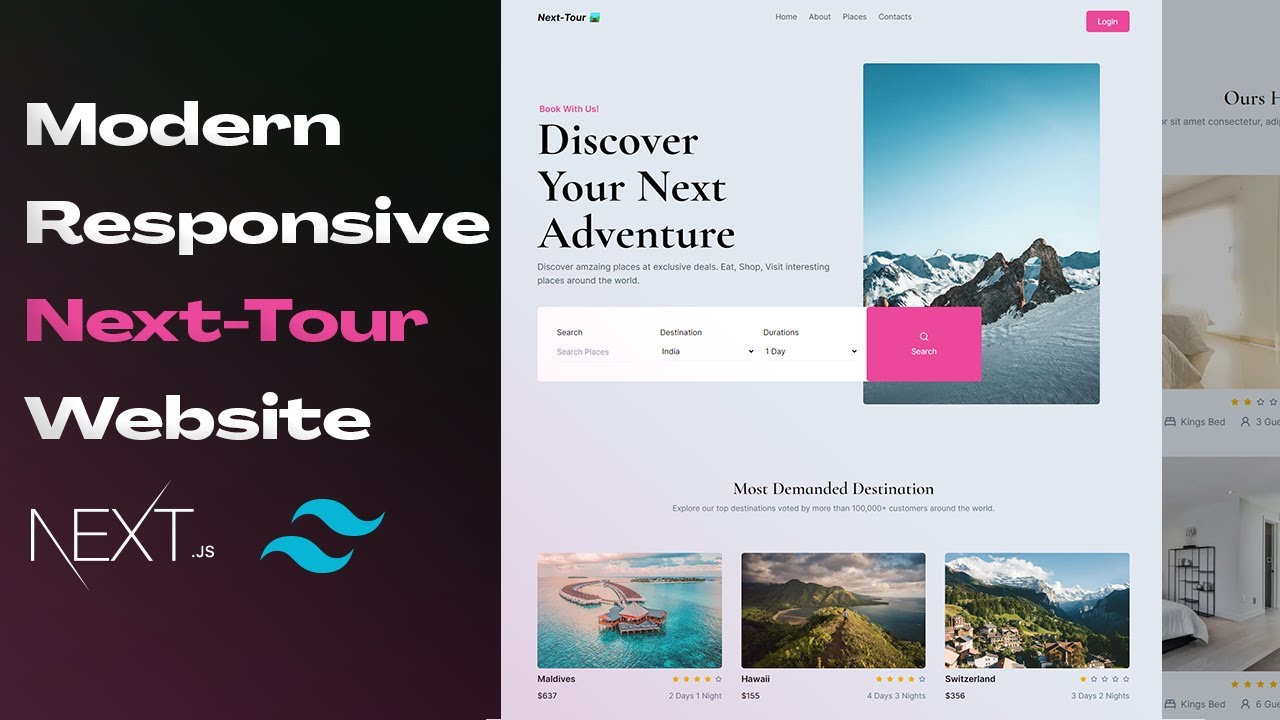 Build Responsive Tour Website with Next.js and Tailwind CSS | Easy Step-by-Step Tutorial!