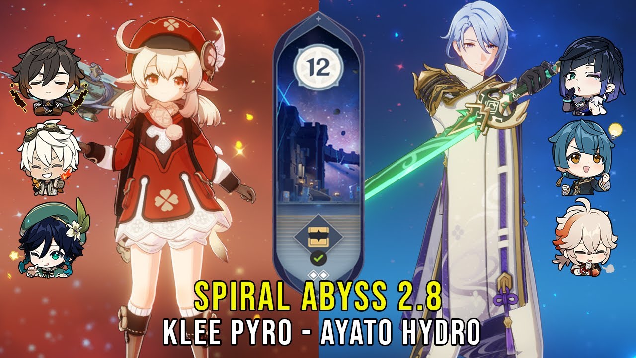 C0 Klee Pyro and C0 Ayato Hydro - Genshin Impact Abyss 2.8 - Floor 12 9 Stars