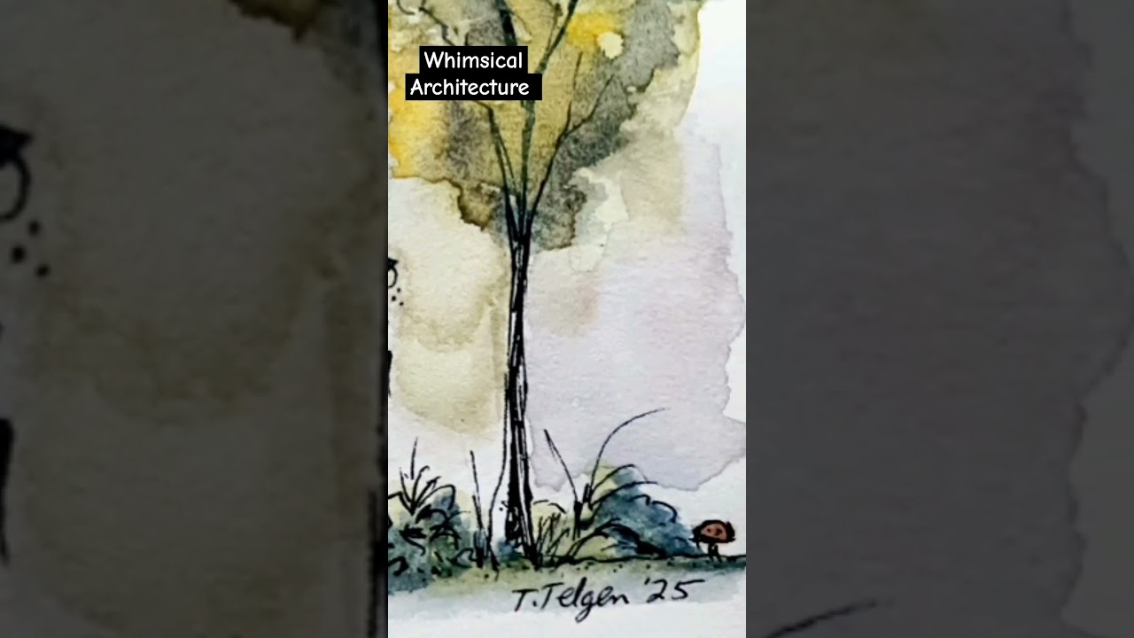 Whimsical Architecture in the woods #whimsicalart #inkandwatercolor #whimsicalworld